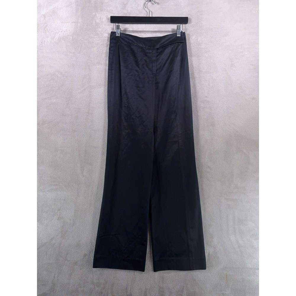 Carolina Herrera Wide Leg Pants Womens Size 2 Black High Rise Trousers